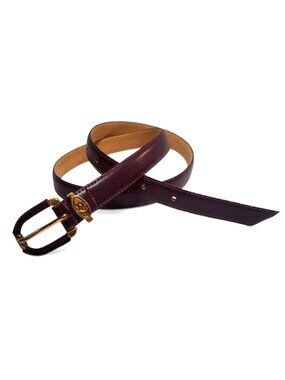 Vintage Christian Dior Skinny Belt Plum Aniline Cowhide Leather 1980s